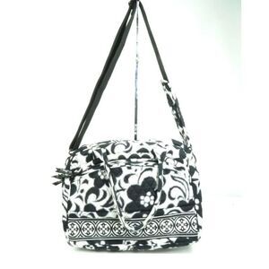 Vera Bradley Metropolitan Night & Day Quilted Black White Floral Crossbody Bag